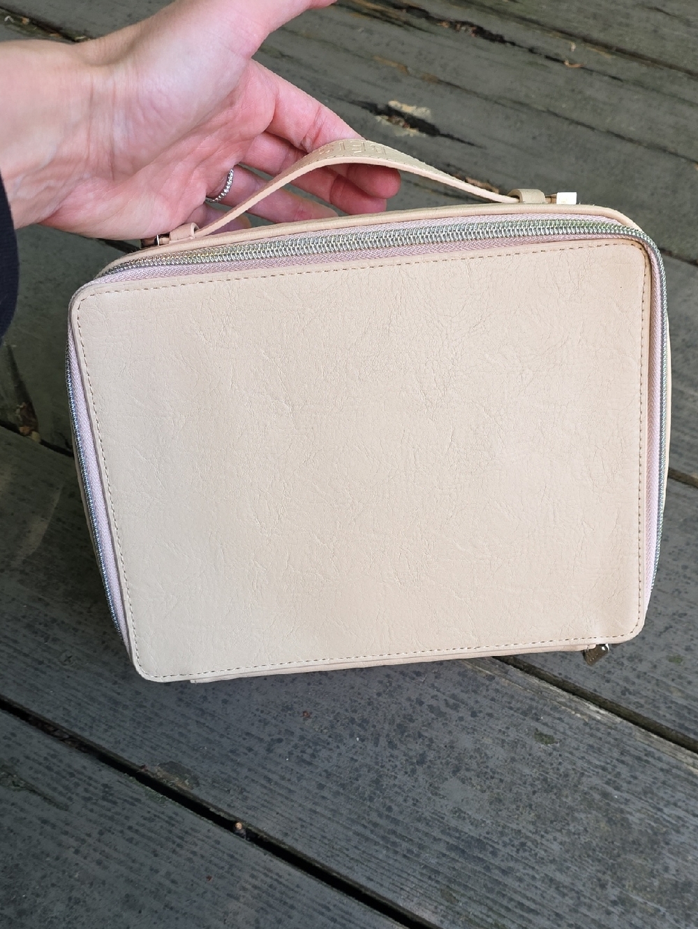 Beis Women’s Compact Cream Toiletry Case with Top Handle